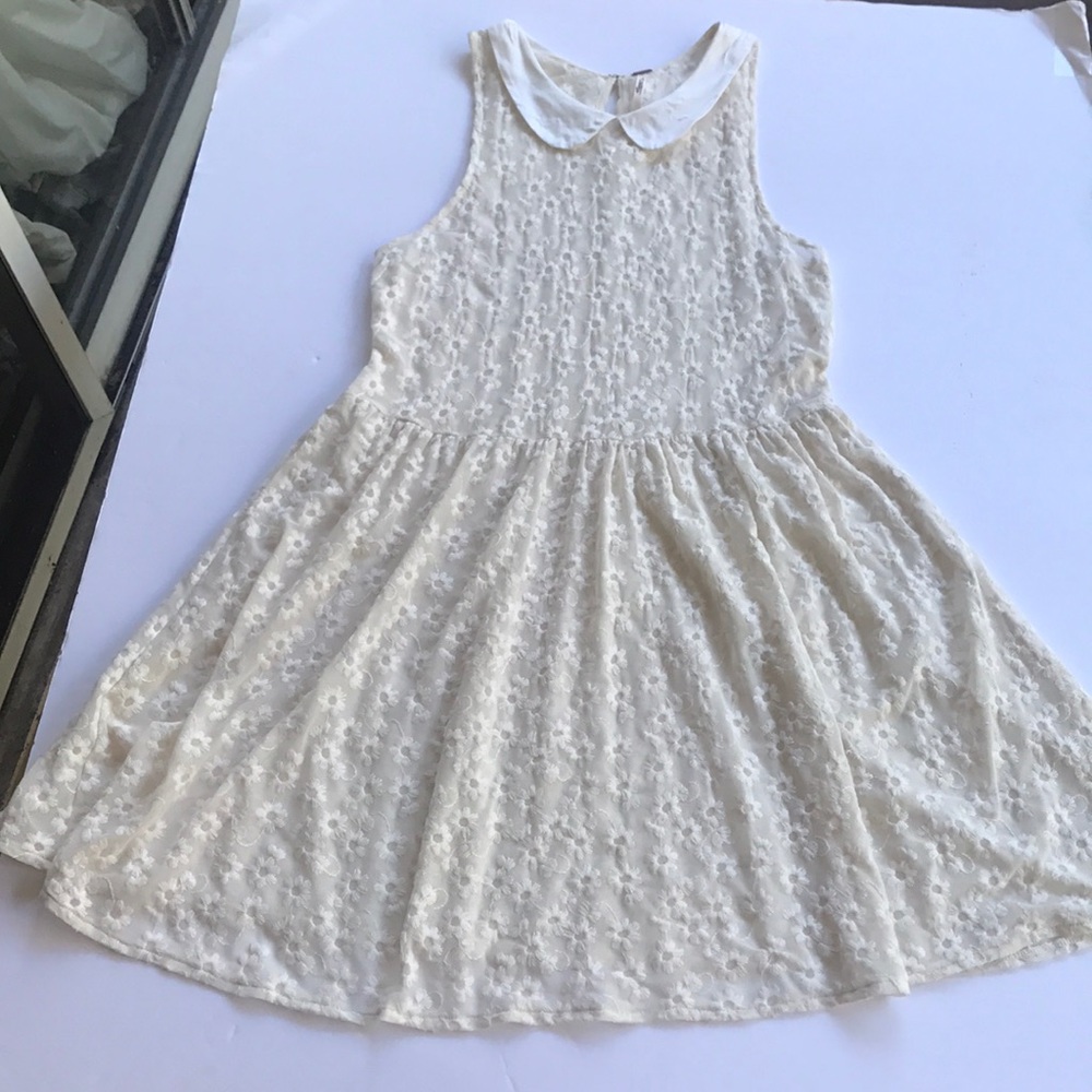 FP Sweet Daisy Collared Dress Free People Sheer Lace Sundress White Mini Small - Picture 3 of 14